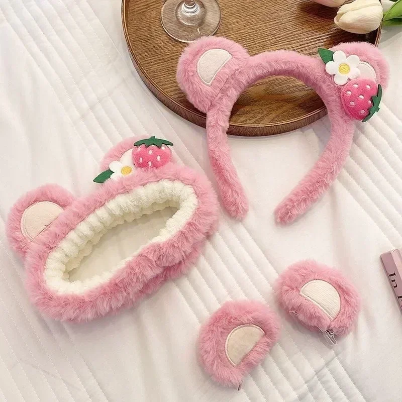 いちご柄のベア柄フェイスバンド、女性用フェイスマスク付きヘア - Hair Care Korean Products のレビューと価格