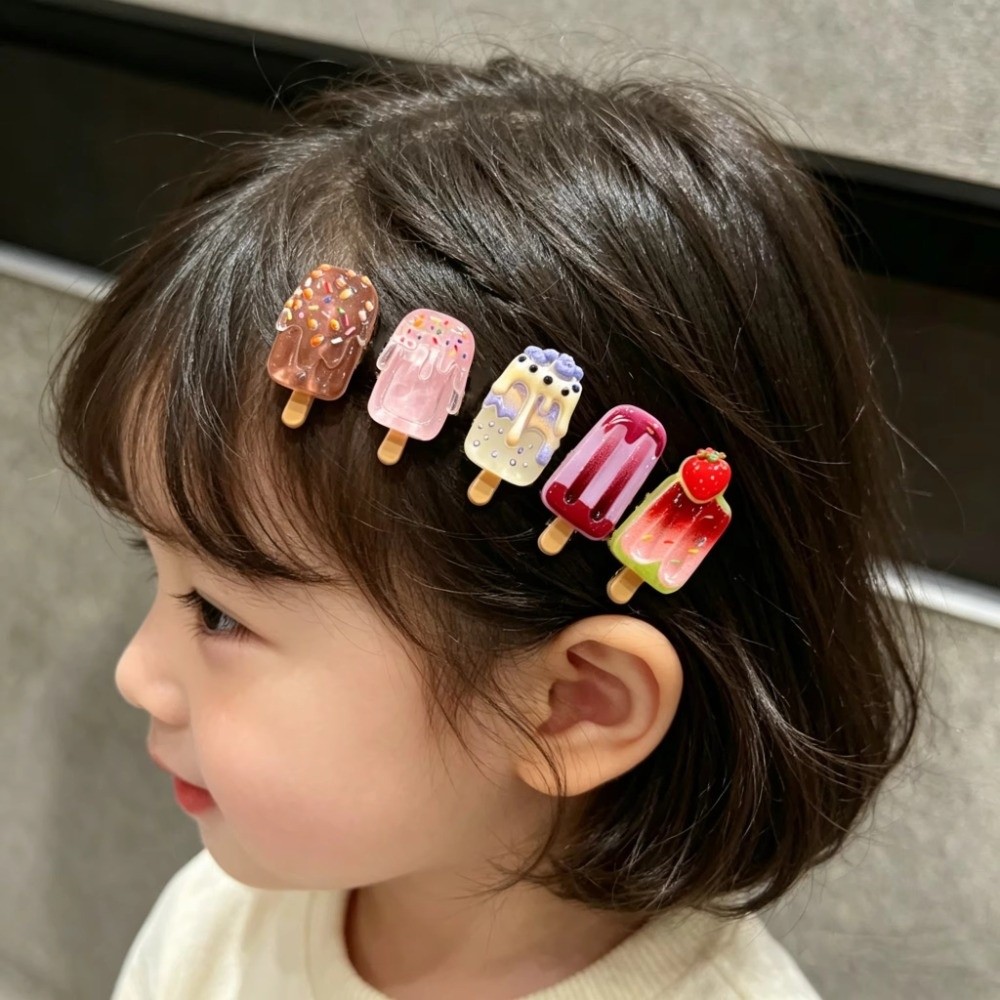 カラフルなアイスクリームヘアクリップ5個セット、多色立体ポッ - Hair Care Lotion のレビューと価格